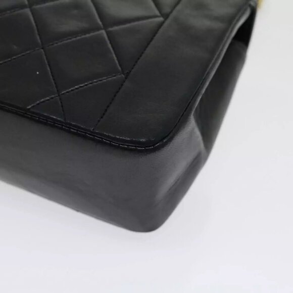 CHANEL Matelasse Diana Turn Lock Chain Shoulder Bag Lamb Skin Black Auth ar7368A - Picture 4 of 16